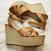 STEVE MADDEN Orlena Camel Platform Wedge Sandals