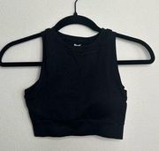 Women's Pro Fit Black Ribbed Sports Bra Tank-Small