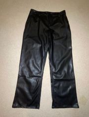 Design Petite faux leather straight leg pants in black