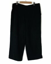 Larry Levine | Black Linen Blend Wide Leg Capri Pants 12