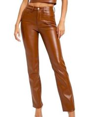 NWT Good American Better Than Leather Good Icon Pants Burnt Caramel Size 10 / 30