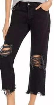 NWT Free People We The Free Maggie Mid-Rise Straight-Leg Distressed Jeans 29