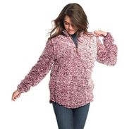 Unisex The Southern Shirt Co Heather Sherpa Pullover with Pockets in Maroon  L