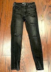 DENIM CO. Women’s Black Distressed High Rise Skinny Jeans Size 4