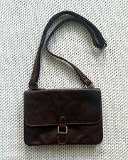 Jack Georges Voyager Brown Soft Leather Contrast Stitch Wallet Crossbody Bag