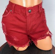 Gloria Vanderbilt Red Destroyed Jean Shorts 4