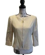 Linda Allard Ellen Tracy Blazer Jacket Ivory Size 6P Petite Zip Front 3/4 sleeve