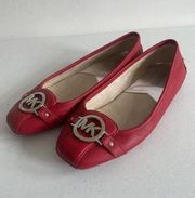 Women's Michael Kors Red Leather Flats Size 8.5 GUC!