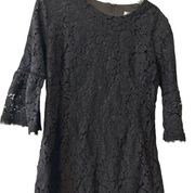 Black lace dress, knee length