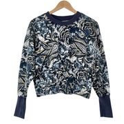 JOIE Sweatshirt Cropped Top Paisley Blue Size Small