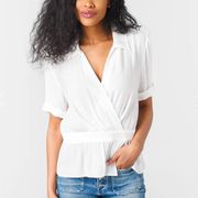 NWT Brochu Walker Women’s Olympia Surplice Top in Salt White Size XS