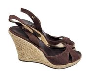 Banana Republic Peep Toe Slingback Espadrille Wedge Sandal in Brown Size 7