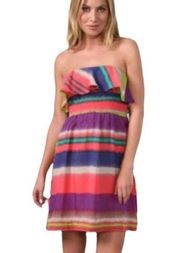 ANTHROPOLOGIE Silk Shoshanna Serrapi Strapless Striped Ruffle Mini Dress 4