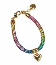 Betsey Johnson Rhinestone and Heart Bracelet, Gold