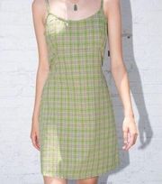 John Galt Green Plaid Colleen Mini Dress Brandy Melville small one size