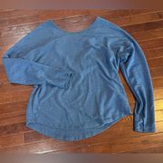 Yogalicious Long Sleeve Open Cross Back Blue Sweatshirt Size XL