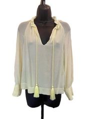 MARIE OLIVER Yellow Crinkle Peasant Top - size XS