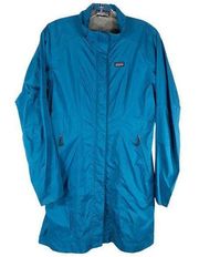 Patagonia XS Rain Coat Blue Jacket Mid Length Zipper Pockets Zip Front 1178