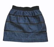 The limited Jodi denim mini skirt denim navy blue with mesh skirt size 0