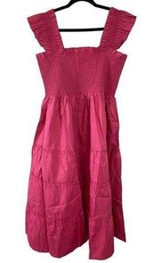 Hill House Ellie Nap Dress in Bougainvillea Cotton Smocked Midi XXL