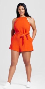 for Target Orange Scallop Rayon Blend Romper 2X