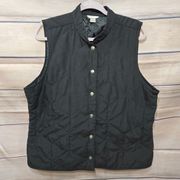 Christopher & Banks Black Quilted Lightweight Button Down Women's Vest Size XL