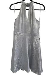 NWT Express Mini Dress Silver Sparkle Shimmer Fit and Flare Size Small