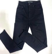 Denim Forum Aritzia The Lola High Rise Skinny Crop Black Jeans 23