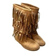 WOMEN’S Arizona Jeans chestnut brown Tiva fringe moccasin boots