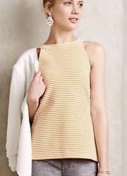 Anthropologie gold yellow and white striped racerback tank small