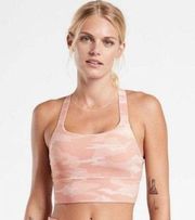 Athleta Womens Longline Warrior Sports Bra Pink Camo Lux Racerback‎ Size Small