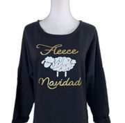 NEW Fleece Navidad Black Christmas Sweatshirt - Medium