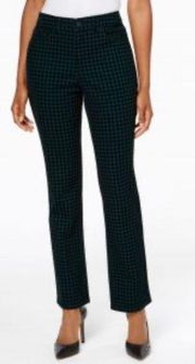 Charter Club Lexington Straight Dark Green Houndstooth Pants Size 6