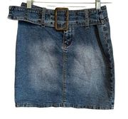 Zanadi Vintage Y2K 90s Belted Denim Mini Skirt