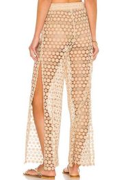 Lovers + Friends Chiara Lace Pant Nude MEDIUM Wide Leg Sheer Coverup Resort NEW