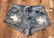 Elan Distressed Lightwash Jean Short