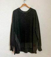 AERIE black Fleece Oversized Crewneck Sweater size XXL