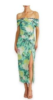 ML Monique Lhuillier Allie Floral print off the shoulder Lace Midi dress Size 2