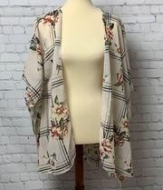Live 4 Truth Floral Print Kimono Cover Up Size 1X EUC Semi Sheer Open Front