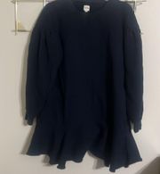 La Vie Rebecca Taylor Blue Long Sleeve Sweatshirt Ruffle Mini Dress Sz Sm EUC