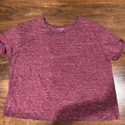 Woman Within Shirt 22/24 Purple Burn Out Short Sleeve T-Shirt Crop Top