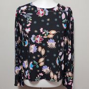 Finn & Grace black painterly floral blouse size small