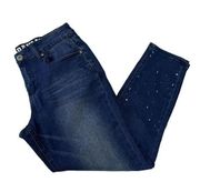 Hydraulic Women Jeans Size 10 Mid Rise Bottom Embellished Skinny Leg Blue Denim