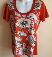 Tory Burch Pima Cotton Flower Print T Tee Shirt S