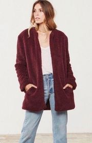 BB Dakota Merrill Faux Fur Plum Teddy Coat Size Small