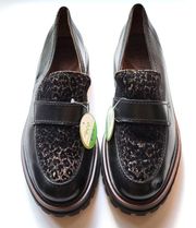 Paul Green Natasha Leopard Print Leather Loafers Size 7.5 NWOB