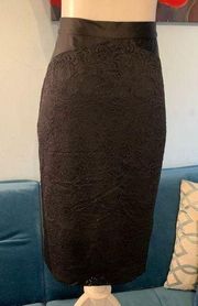 Nicole Miller Artelier Venice Lace Pencil Skirt Black Size 8