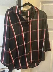 Van Heusen Black and Red Striped Blouse