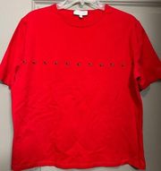 St. John Sport by Marie Gray Red Ladybug Short Sleeve Top Large