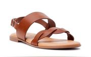 Time and Tru Women’s Tan Twist Strap Slingback Open Toe Sandals Size 10
